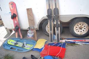 lot 549 image: Skis, Life Jackets, Snow Boards, an...