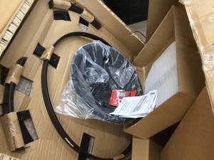 lot 20 image: Hampton Bay Whitfield 48 in. Round Galvanized Steel Wood Burning Fire Pit Table in Dark Brown with Stone Look Tile Top - Open Box - Review all pictures