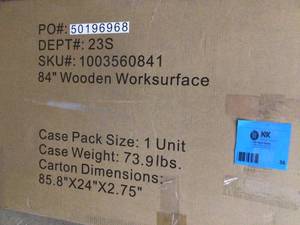 lot 38 image: Husky 84 in. Solid Wood Work Surface for Heavy Duty Welded Steel Garage Storage System
