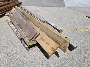 lot 869 image: Large Lot of Assorted Lumber - Includes 2x10s, 2x8s, 3x4 Posts and More - Longest is about 10 Long - NO SHIPPING