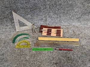 lot 553 image: Compass Kit, Protractors, Rulers and More