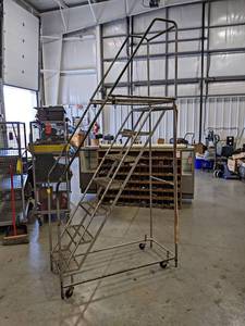 lot 580 image: Steel Rolling Staircase - Overall about 96 x 48 x 18 Wide - NO SHIPPING