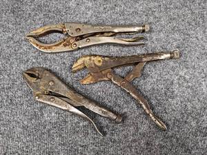 lot 596 image: Lot of (3) Vise-Grip Brand Locking Pliers