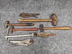 lot 601 image: Lot of Ballpeen Hammers and Locking Pliers
