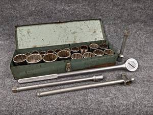 lot 608 image: 34 Drive Ratchet & Socket Set - Thorsen, Wright, Challenger - 1 to 2-14