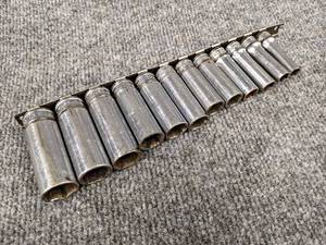lot 660 image: SNAP-ON Metric 6-Point Deepwell 38 Drive Sockets - From 19mm to 8mm