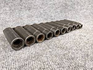 lot 663 image: SNAP-ON Metric 6-Point IMPACT Deepwell 12 Drive Sockets - From 19mm to 10mm