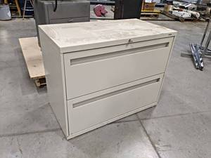 lot 758 image: Lateral File Cabinet 36 x 28 x 19 - Includes Key - NO SHIPPING