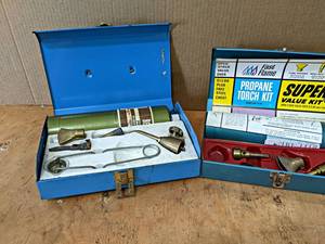 lot 787 image: Pair of Vintage Propane Torch Kits w Original Steel Boxes - NO SHIPPING