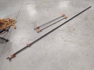 lot 843 image: Lot of (3) Pipe  Bar Clamps - Includes (2) 36 and (1) 96 - NO SHIPPING
