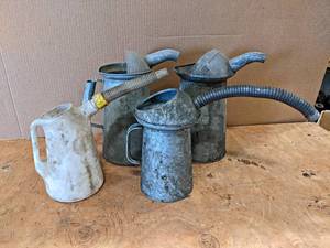 lot 851 image: Lot of (4) Oil Cans - Up to 4 Quart - NO SHIPPING