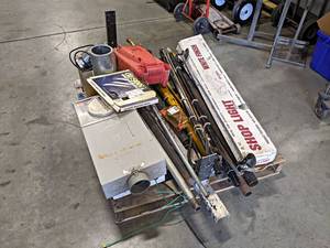 lot 891 image: Pallet Lot of Assorted Misc. - Shop Light, Meter Box, Electrical Box, Pressure Washer, Trim Coil and More - NO SHIPPING