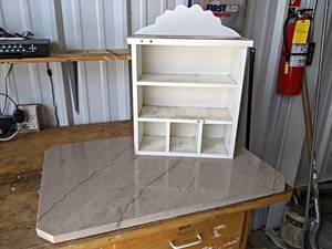 lot 946 image: Slab of Marble and Small Shelf - Slab Measures 28-34 x 19-12 x 78 - NO SHIPPING