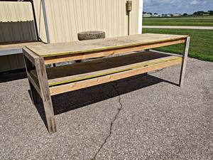 lot 964 image: Wood Work Bench - Measures about 100 x 39 x 36 - NO SHIPPING