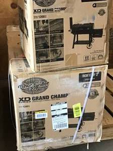 Char-Griller Grand Champ Charcoal Grill and Offset Smoker in Black