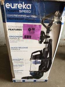 Eureka PowerSpeed Cord Rewind Upright Bagless Vacuum Cleaner with LED Headlights and Pet Turbo Tool Open box customer return