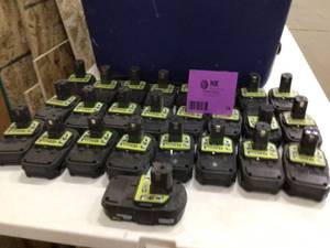 Lot of assorted 2h Ryobi Batteries not tested used customer returns
