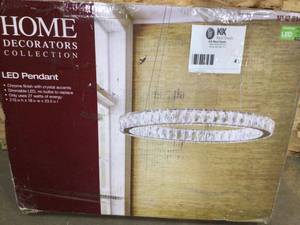 Home Decorators Collection 24 in. Chrome Integrated LED Pendant with Clear Crystals