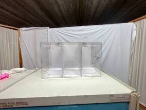 MSRP $200 Bowman Wall Mount 3 Slot&nbspBulk Dispenser - Triple Holds protective equipment or miscellaneous items in bulk Top loading, top and bottom dispensing - Excellent Condition