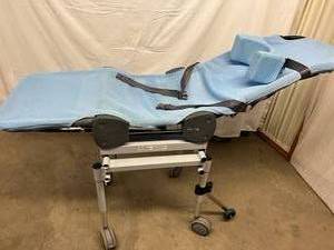 MSRP $1800 Columbia Medical Ultima Rolling Shower Chair Youth Size Reclining &amp Multi-adjustable With Anti-Tipper Back Up Wheels - Great Condition