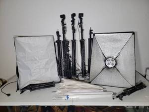 Photo, Video, Portrait 6 Light Photography Studio 4 Umbrella Reflector and 2 Softbox Photography Continuous Lighting Kit (usedworks great)