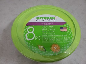 New 8 Piece Kitchen Classics Glass Food Storage Set