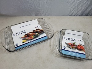 2 New Anchor Hocking Heritage Basketweave Baking Dishes