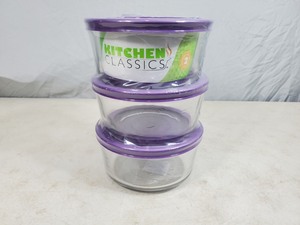 New 6 Piece Kitchen Classics Glass Food Storage Set