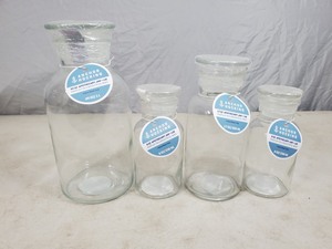4 New Glass Anchor Hocking Apothecary Jars with Lids