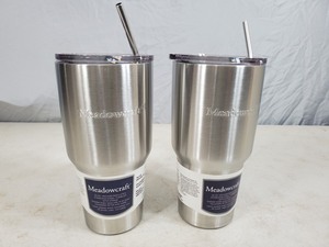 2 New Large 30 oz Meadowcraft Stainless Steel Tumblers with Straws