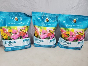 3 New Bags of Earth Science Zinnia Mix