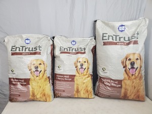 3 New Bags of Entrust Adult Chicken Meal and Barley Recipe Dog Food
