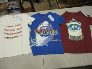 lot 113 image: 3 Cat and Jack Youth Medium Shirts...