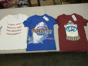 lot 114 image: 3 Cat and Jack Youth Medium Shirts...