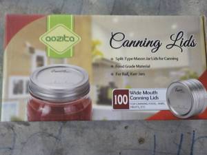 lot 271 image: Box of 100 Wide Mouth Canning Lids...