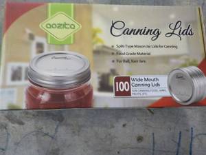 lot 273 image: Box of 100 Wide Mouth Canning Lids...