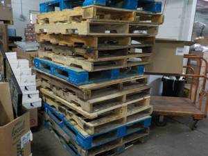 lot 499 image: 15 Wood pallets if you bid you MUST remove them tues or wed July 19 and 20