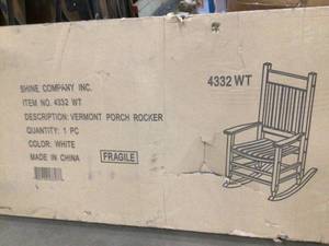Shine Company Vermont Porch Rocker White Wood Outdoor Rocking Chair