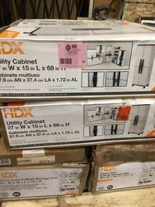 Pallet with assorted Cabinets and Shelves open box customer returns see pictures