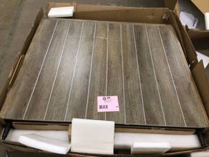 StyleWell Mix and Match 72 in. Rectangular Metal Outdoor Dining Table with Farmhouse Trestle Base and Tile Tabletop Scratched on top see pictures
