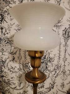 Vintage Floor Lamp with Milk Glass Shade