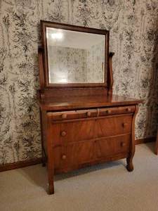 Antique Tiger Maple 6 Drawer Dresser