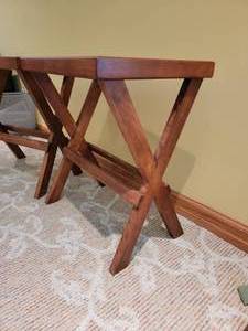 Cherry Cross Brace Side Table, pair