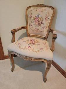 Charming Vintage Needlepoint Accent Chair