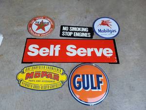 Collection of Vintage Gas Station Decor Signs