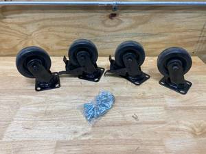 lot 16 image: HUSKY 4 in. Caster Kit for Heavy Duty Welded Steel Garage Base Cabinets