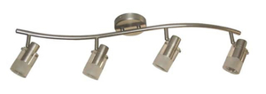 lot 31 image: HAMPTON BAY 4-Light Brushed Steel Wave Bar Track Lighting Fixture with Cylinder Glass Shades
