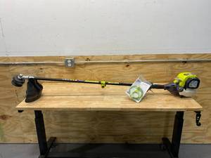 lot 39 image: RYOBI 4-Stroke 30 cc Attachment Capable Straight Shaft Gas Trimmer