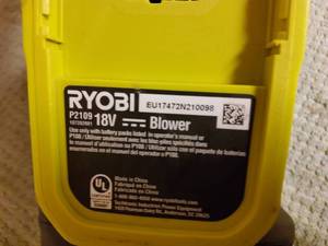 Ryobi 18 v leaf blower, P2109