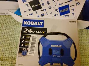 Kobalt 24-v air compressor, new- TOOL ONLY